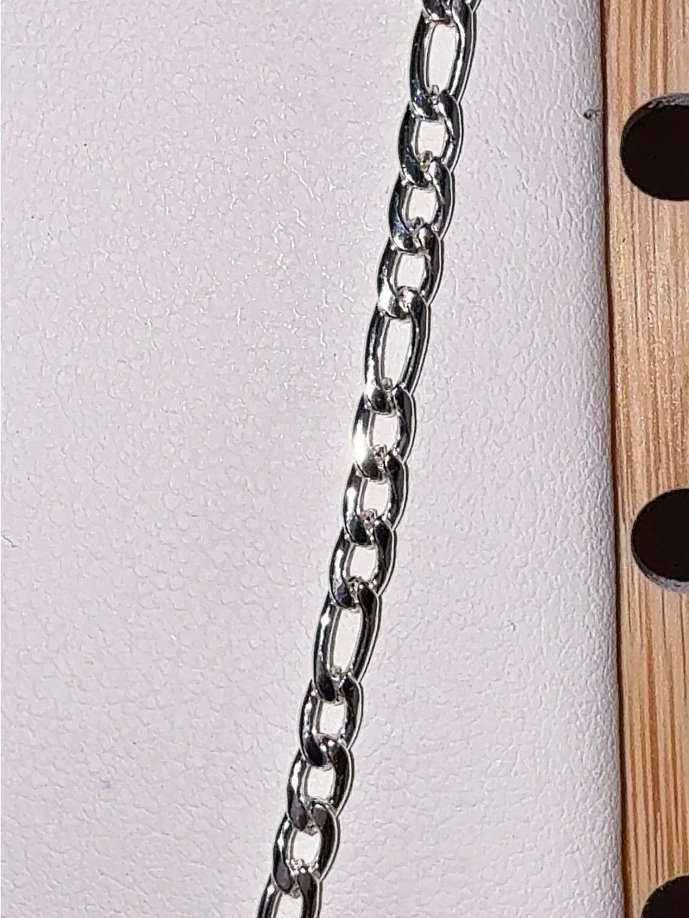 Stainless Steel Silver Figaro Chain Necklace - Shiny Silver 18”